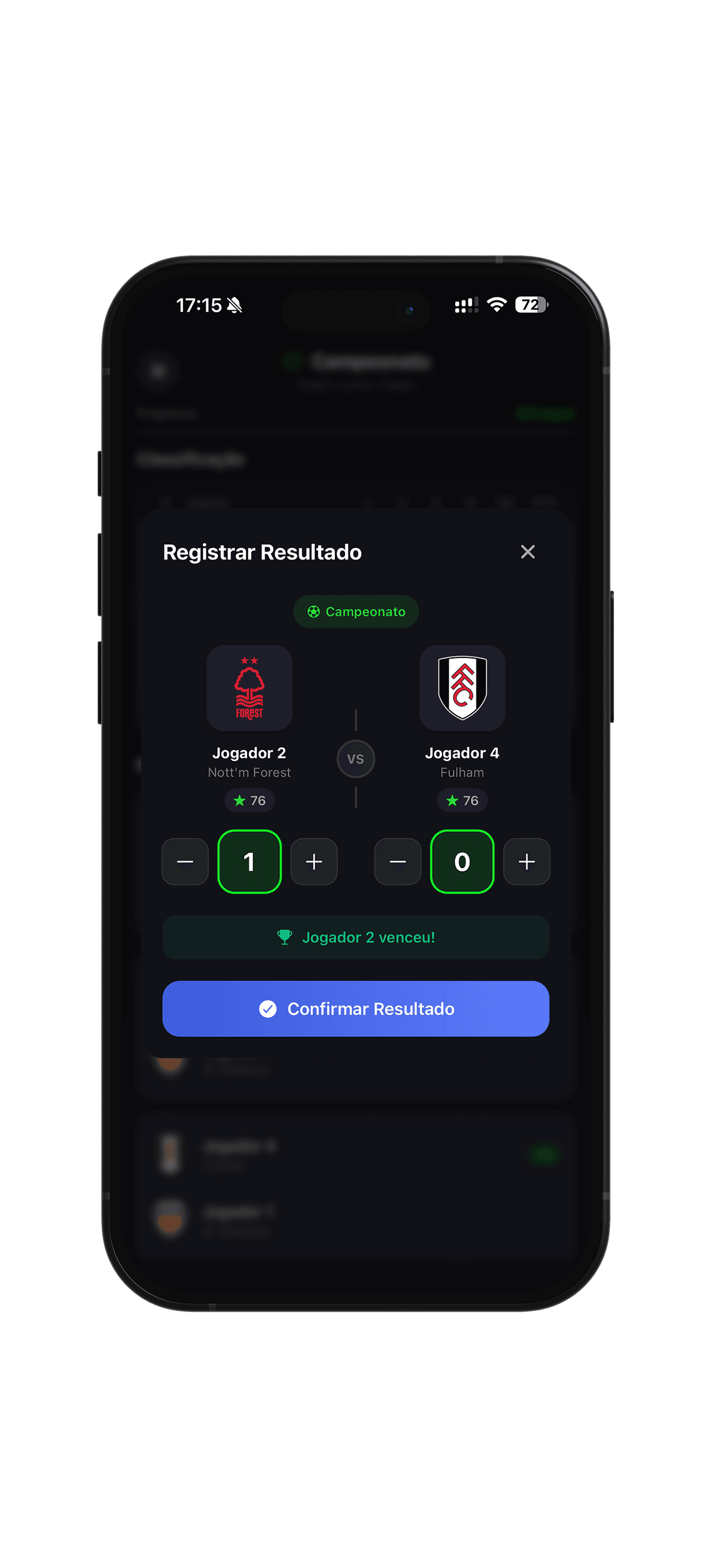 Placar do app Dez e Faixa